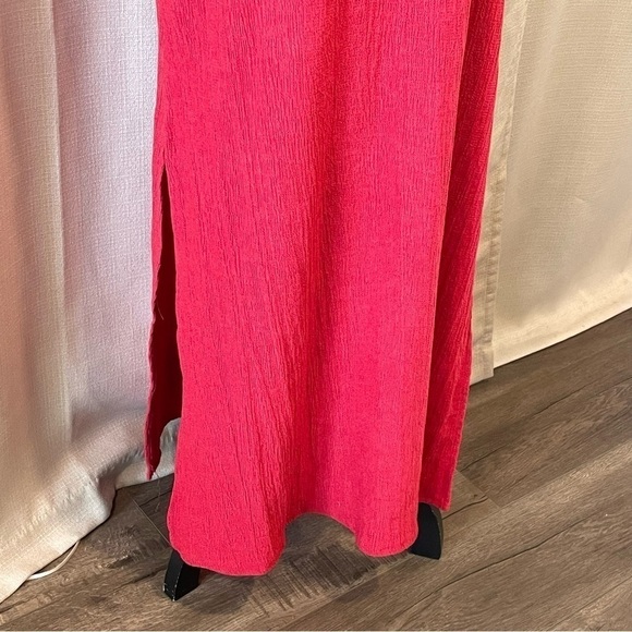 ZARA Women's Red Crochet Knotted Bib Maxi Dress 3/4 Sleeve Sz S - Picture 5 of 10